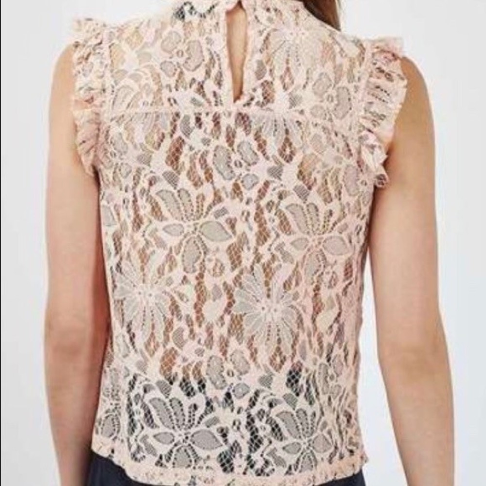 Topshop Lace Ruffle Shell Top - Picture 2 of 8